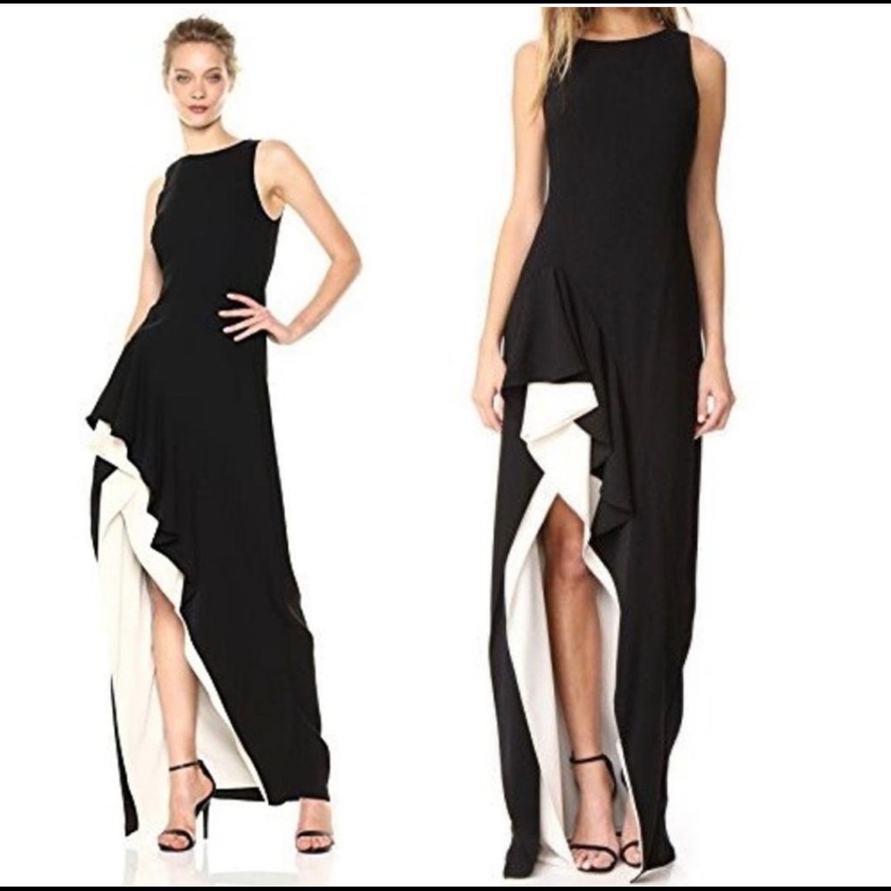 $795 NWT Halston Heritage Black Gown 2 XS Slit